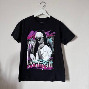 Aaliyah Graphic Band Tee Black Short Sleeve T-Shirt Size S